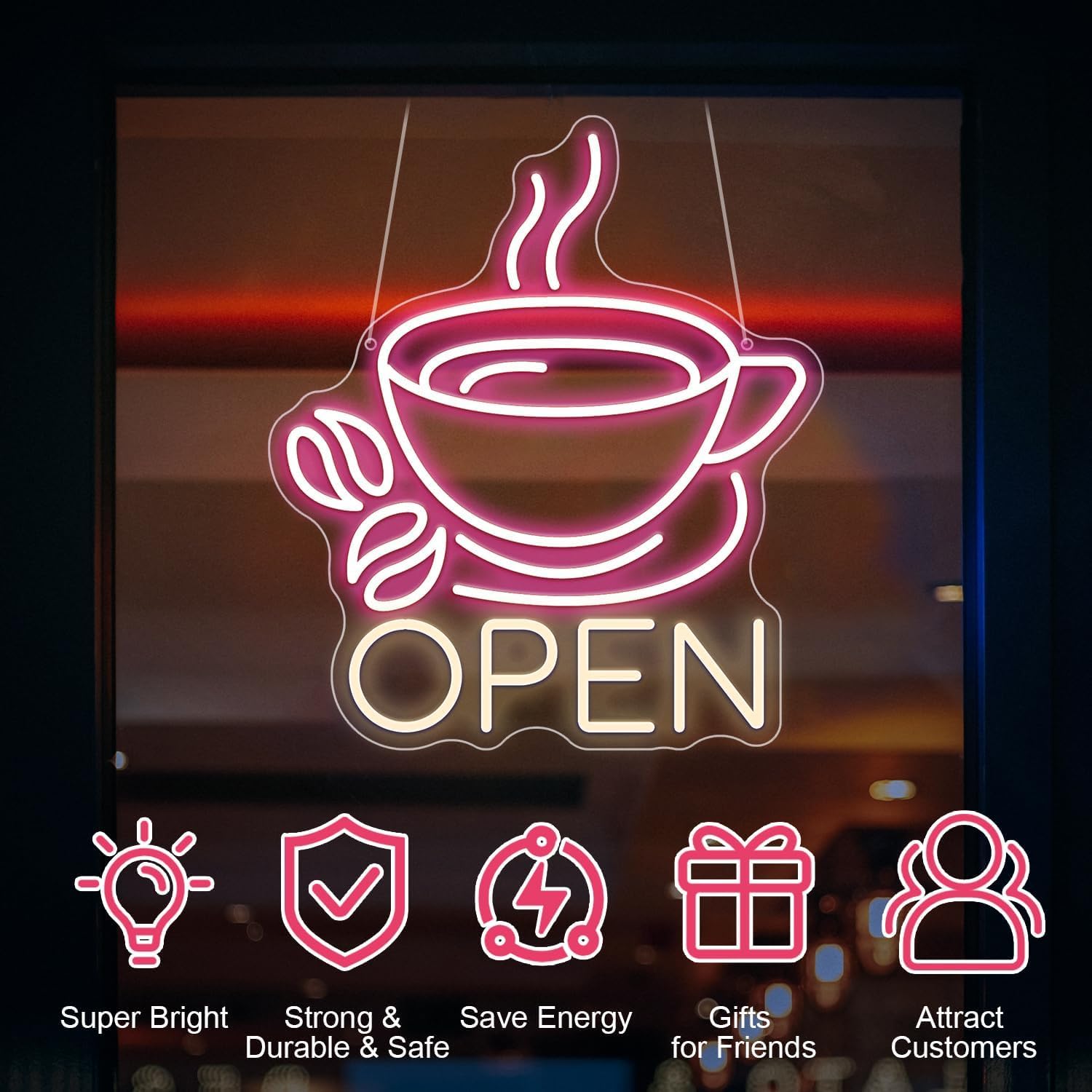 ネオンサイン COFFEE OPEN コーヒー オープン ネオン管 照明 店舗装飾